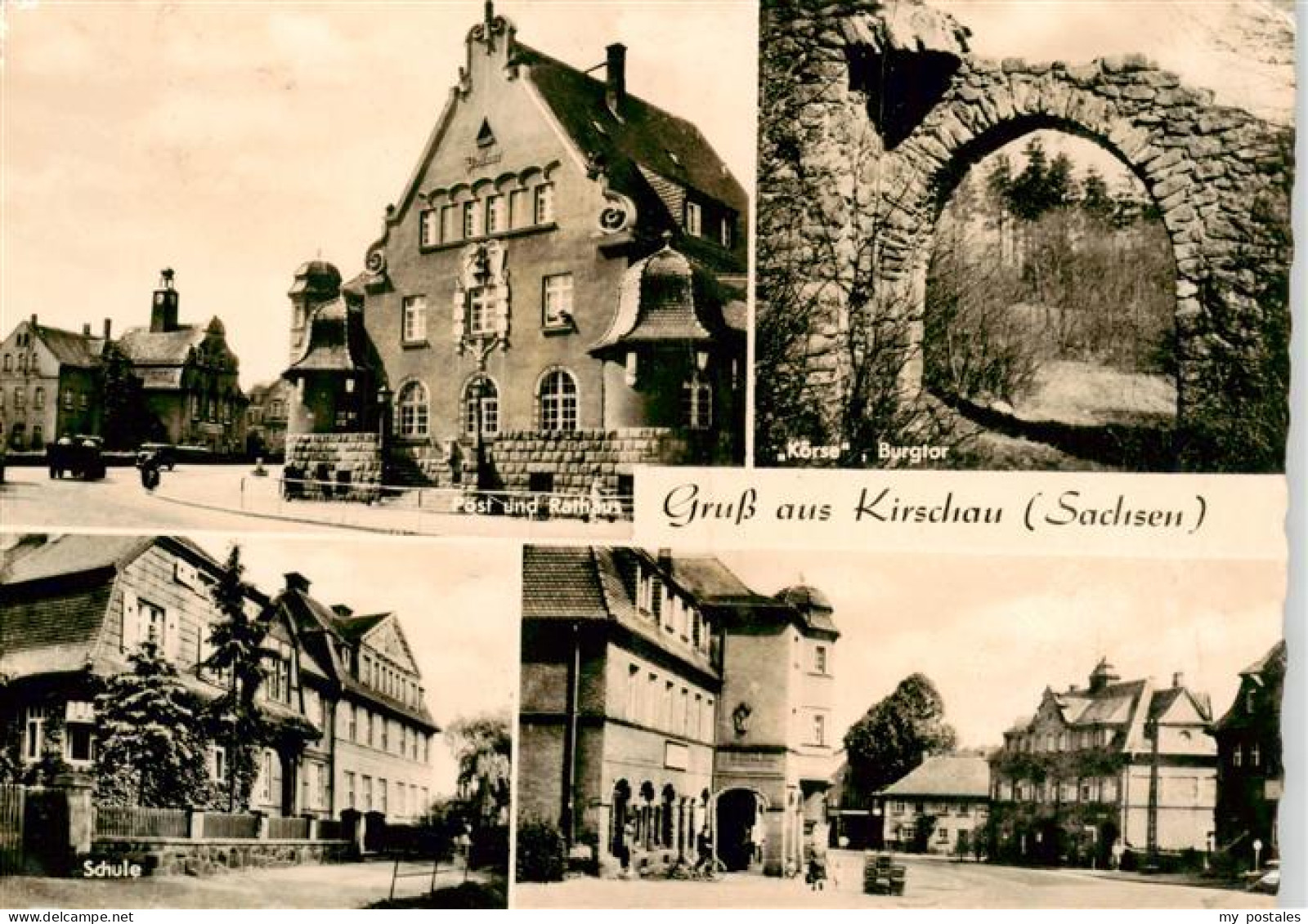 73962306 Kirschau_Sachsen Post Und Rathaus Koerse Burgtor Schule Dorfplatz - Kirschau