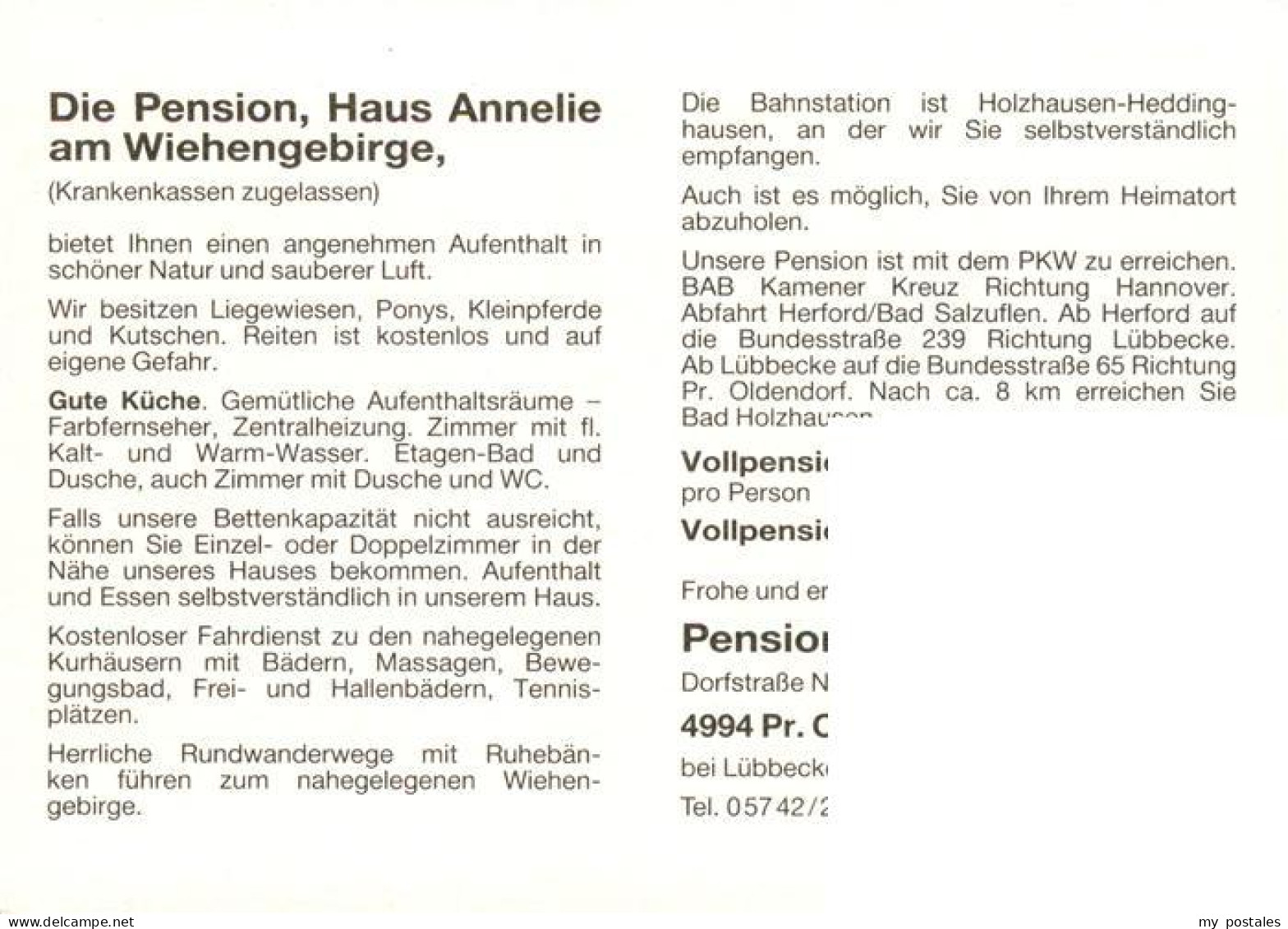 73881268 Bad Holzhausen Luebbecke Preussisch Oldendorf NRW Pension Haus Annelie  - Getmold