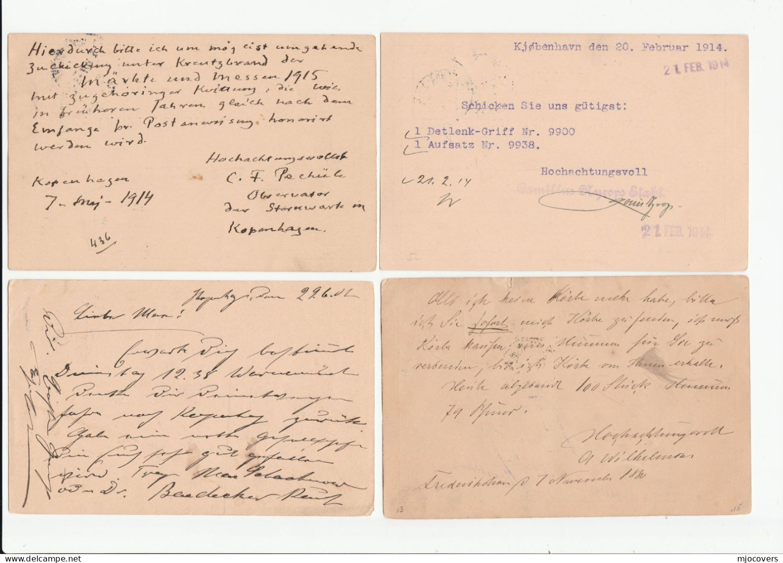 1880 - 1914 4 X Denmark To Berlin Germany POSTAL STATIONERY CARDS Cover Stamps Card - Postal Stationery