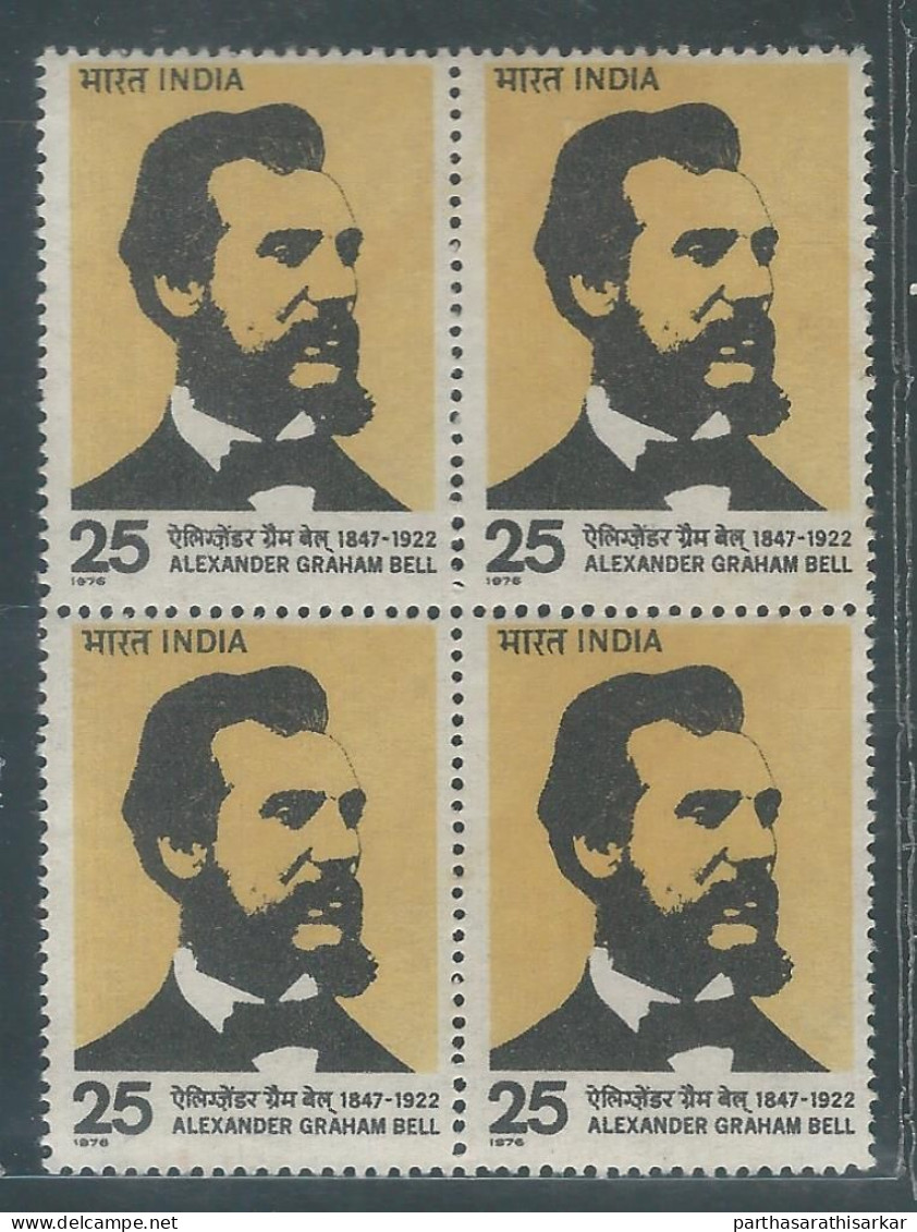 INDIA 1976 ALEXANDER GRAHAM BELL COMMEMORATION BLOCK OF 4 STAMPS MNH - Nuevos