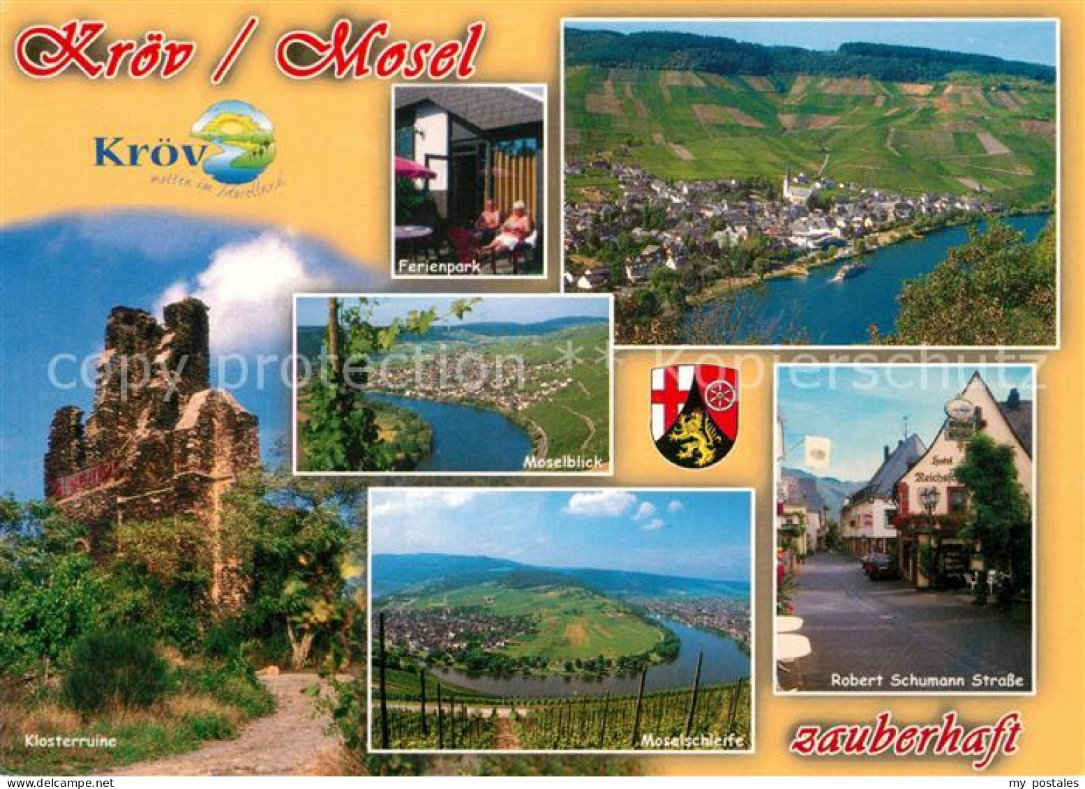 73176376 Kroev Mosel Klosterruine Panorama Moseltal Moselschleife Robert Schuman - Kroev