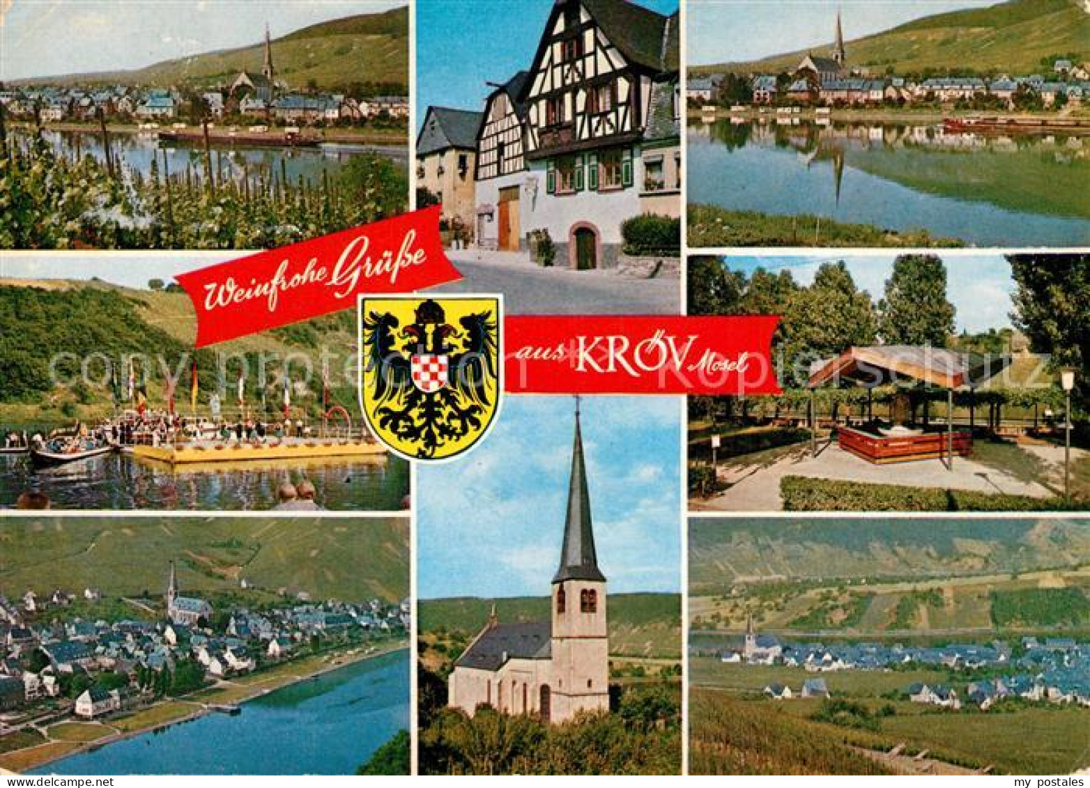 73176364 Kroev Mosel Uferpartie An Der Mosel Weinberge Floss Ortspanorama Kirche - Kröv