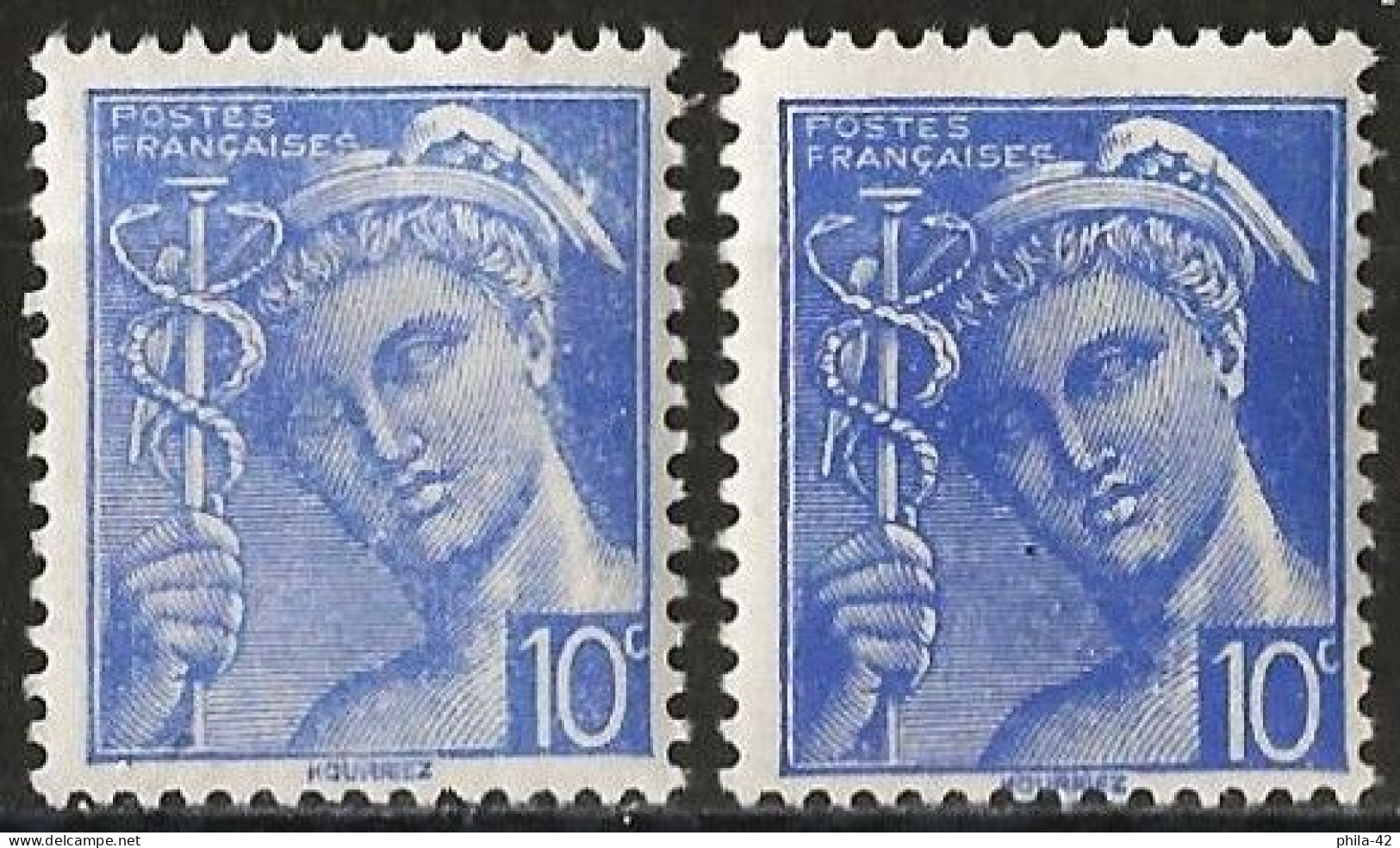 France 1942 - Mi 557 - YT 546 ( Mercure ) MNH** - Two Shades Of Color - 1938-42 Mercure