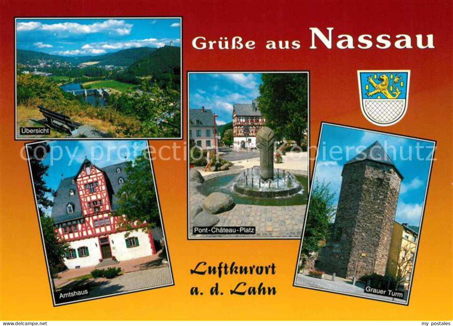73175933 Nassau Lahn Amtshaus Pont-Chateau-Platz Grauer Turm Nassau Lahn - Nassau
