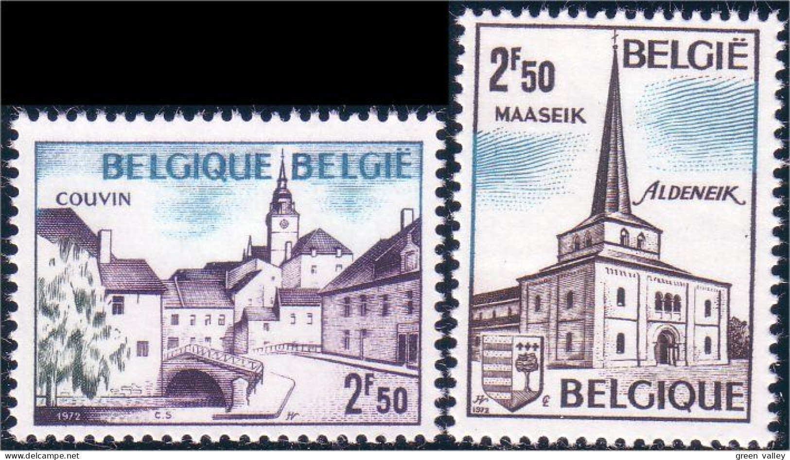 198 Belgium Couvin Eglise Aldeneik Church Maaseik MNH ** Neuf SC (BEL-305a) - Abdijen En Kloosters