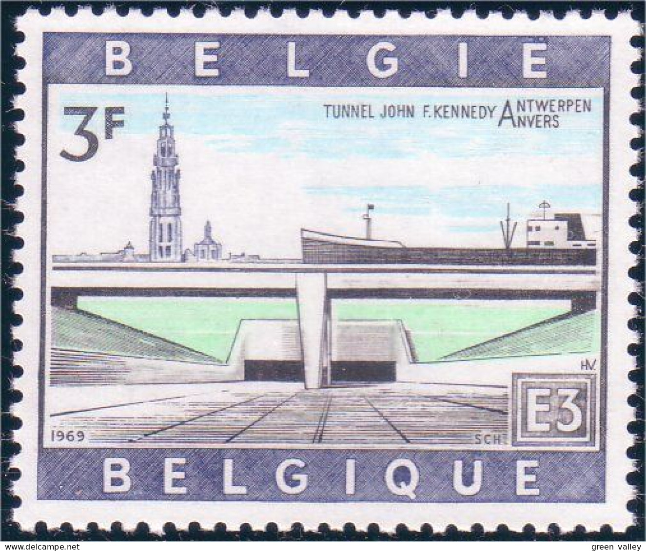 198 Belgium Tunnel John Kennedy Anvers Antwerpen MNH ** Neuf SC (BEL-221a) - Kennedy (John F.)