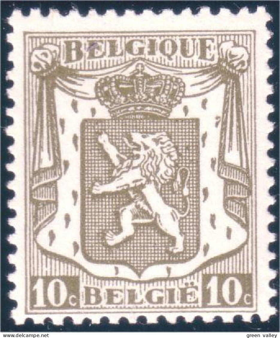 198 Belgium Lion 10c Olive Armoiries Coat Of Arms MNH ** Neuf SC (BEL-67b) - Sellos
