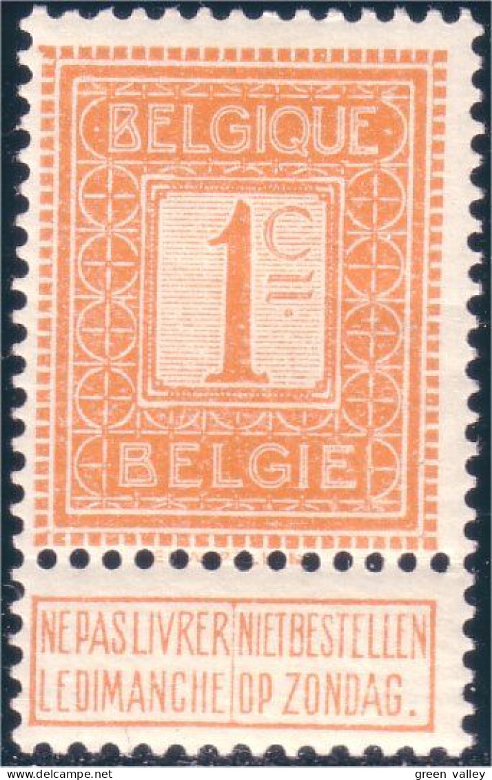 198 Belgium 1c Orange MNH ** Neuf SC (BEL-38) - Altri & Non Classificati