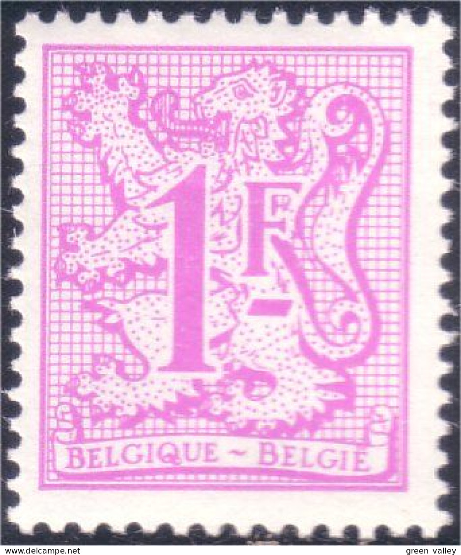 198 Belgium Armoiries Heraldic Lion Héraldique 1f Lilas Lilac MNH ** Neuf SC (BEL-378c) - Francobolli