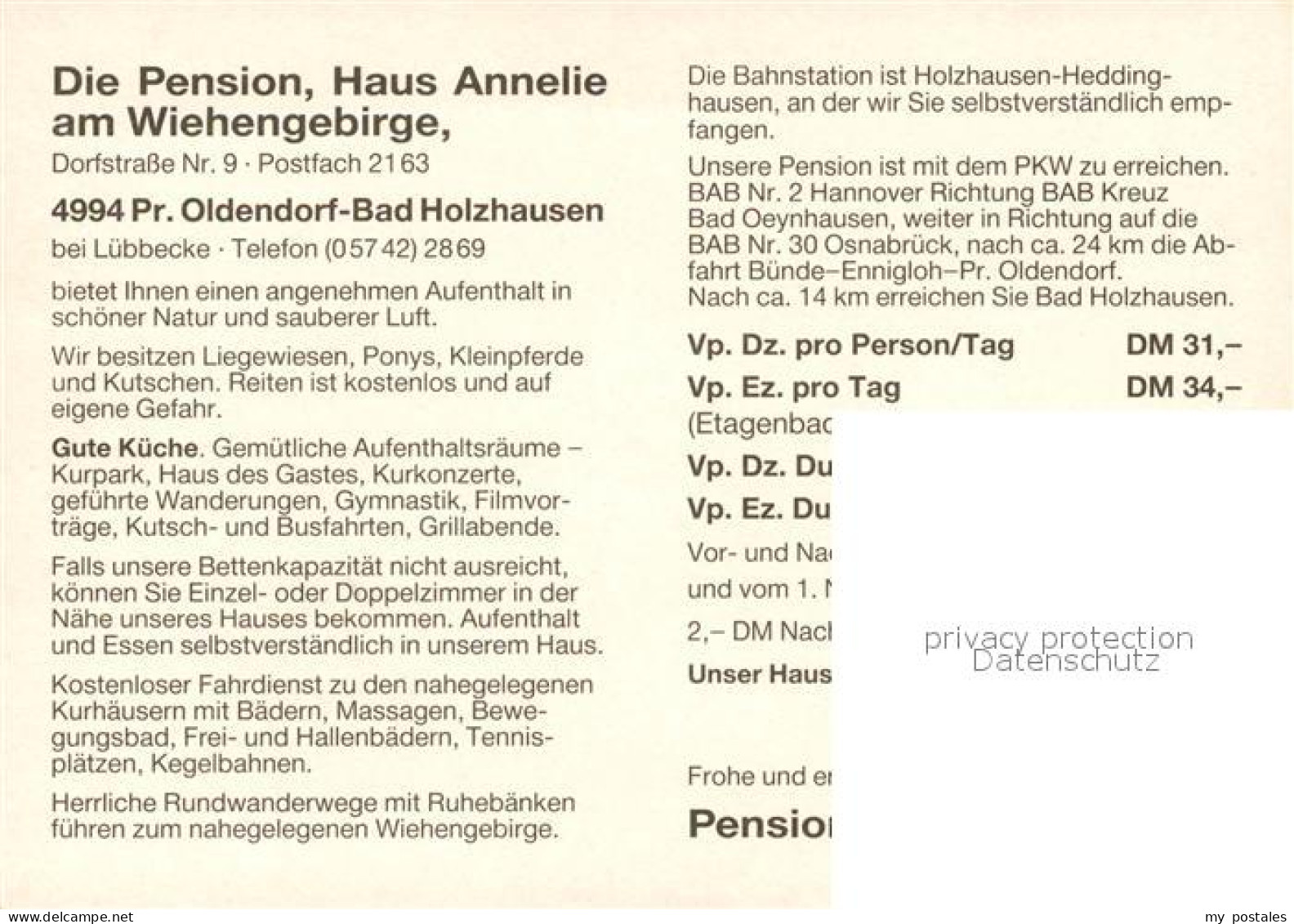 73172628 Bad Holzhausen Luebbecke Pension Haus Annelie Am Wiehengebirge Boerning - Getmold