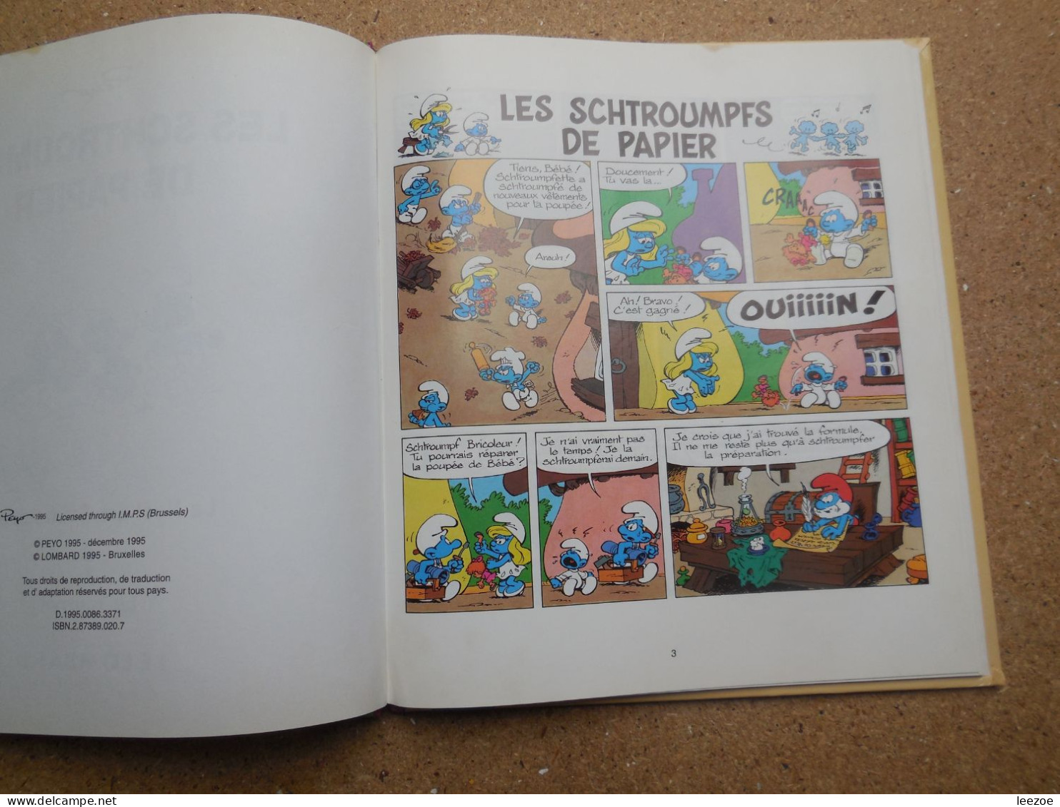 BD Le Lombard les Schtroumpfs de papier 1995, collection Schtroumpfs Jeunesse...N5/2