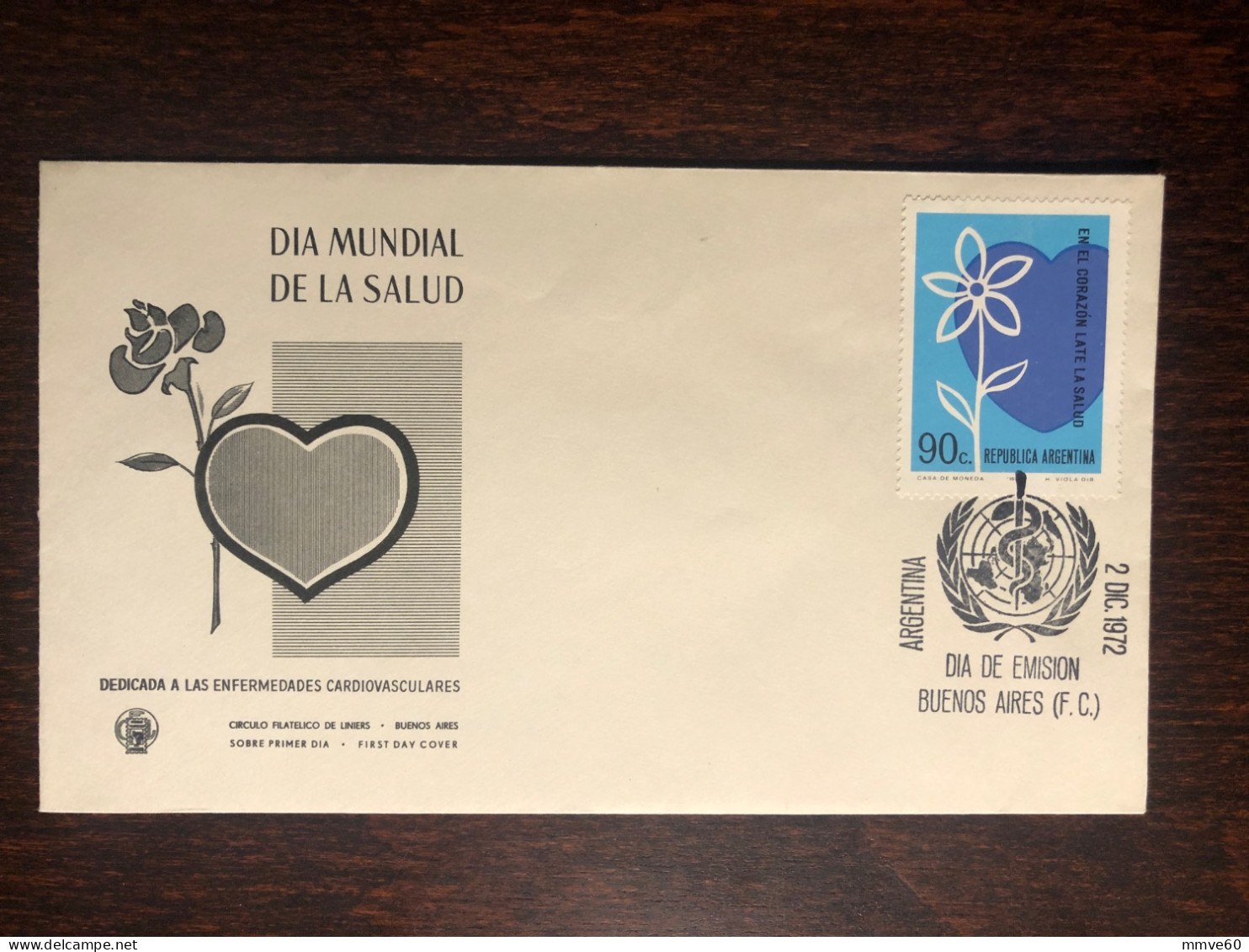 ARGENTINA FDC COVER 1972 YEAR CARDIOLOGY HEART HEALTH MEDICINE STAMPS - FDC