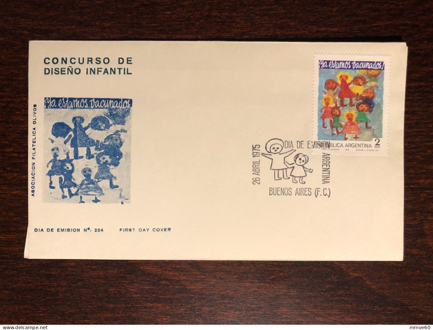 ARGENTINA FDC COVER 1975 YEAR VACCINATION PEDIATRICS HEALTH MEDICINE STAMPS - FDC