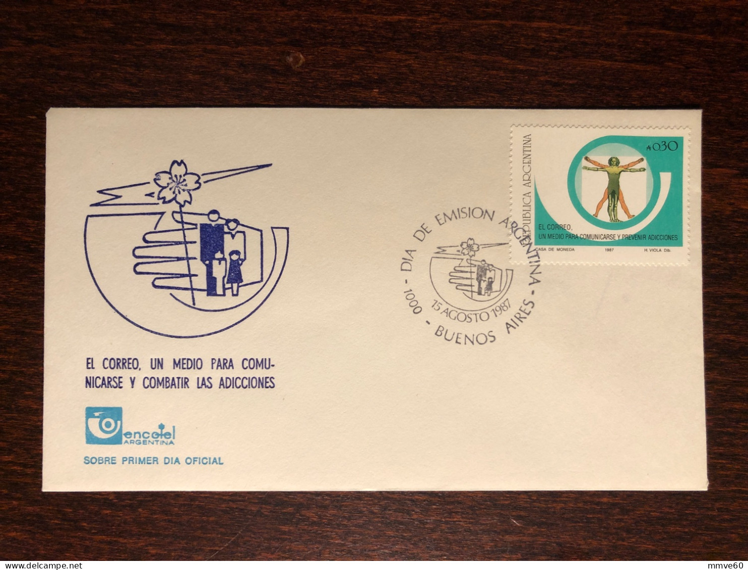 ARGENTINA FDC COVER 1987 YEAR NARCOTICS DRUGS HEALTH MEDICINE STAMPS - FDC