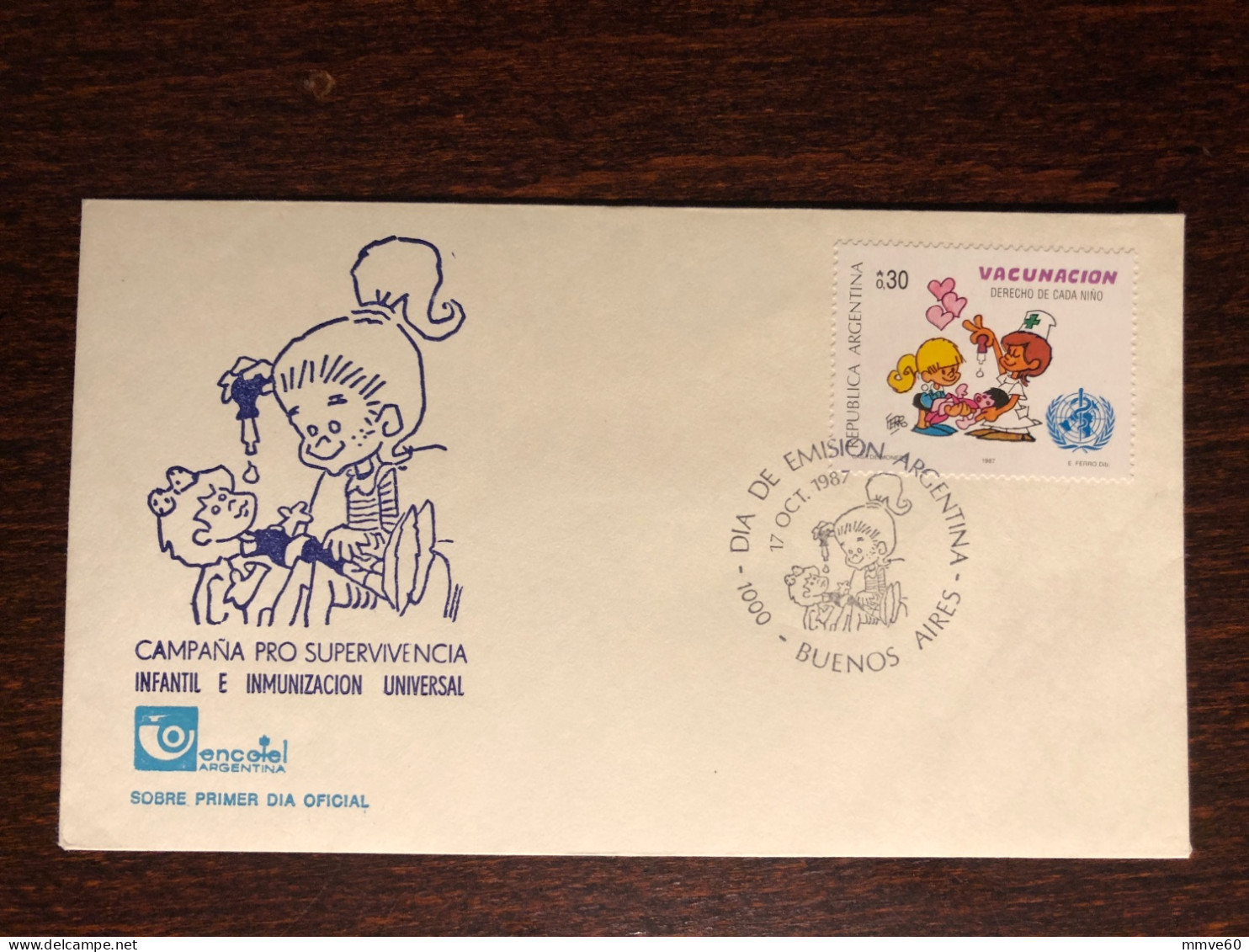 ARGENTINA FDC COVER 1987 YEAR IMMUNIZATION HEALTH MEDICINE STAMPS - FDC