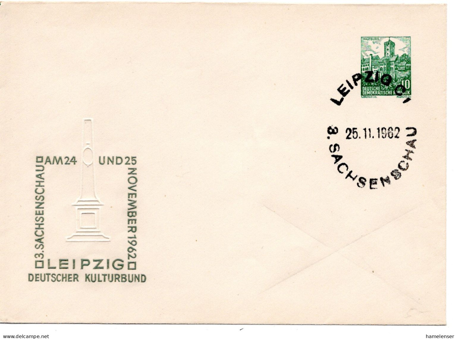 62970 - DDR - 1962 - 10Pfg Wartburg PGAU "3. Sachsenschau" M SoStpl LEIPZIG - 3. SACHSENSCHAU - Lettres & Documents