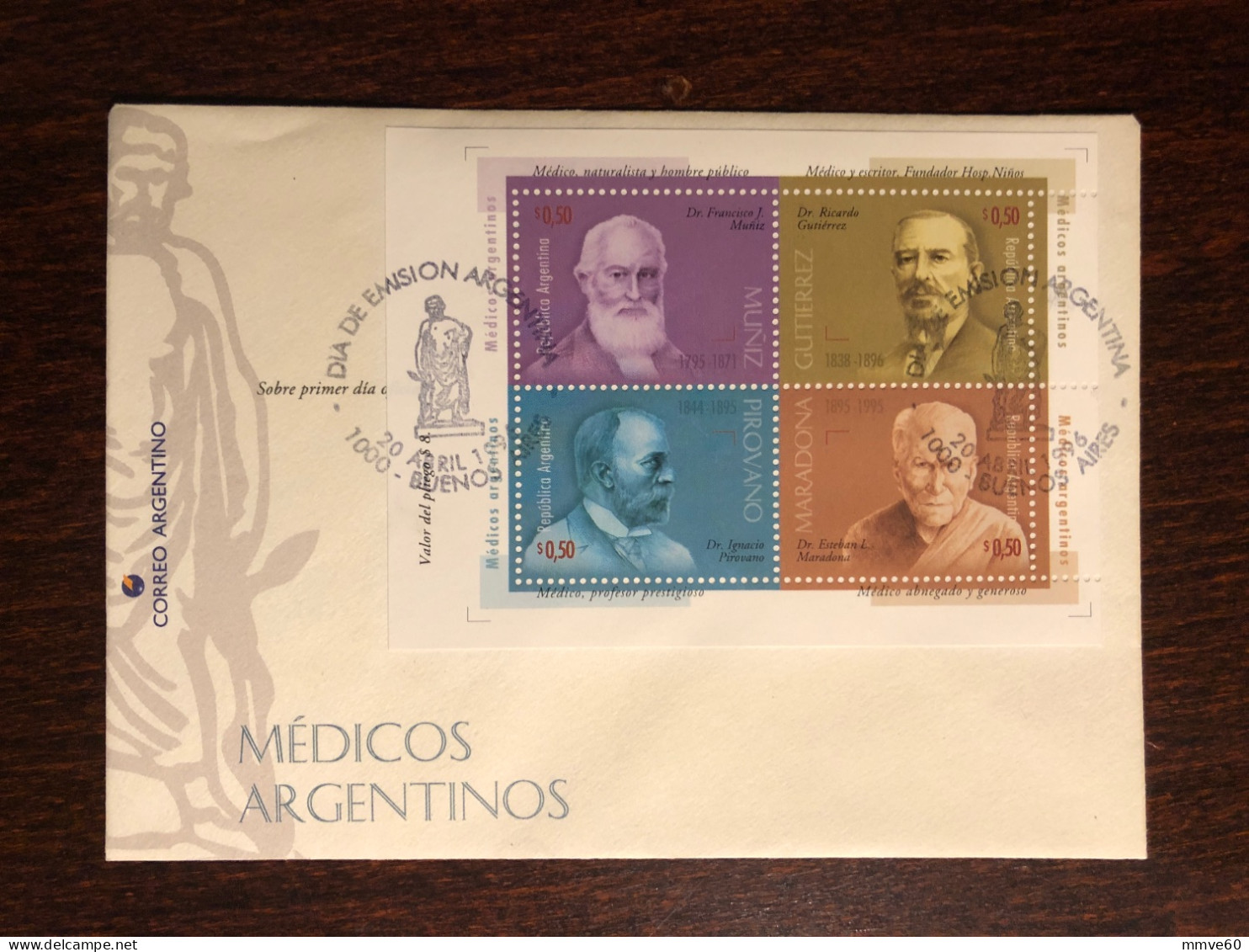 ARGENTINA FDC COVER 1996 YEAR MEDICAL DOCTORS HEALTH MEDICINE STAMPS - FDC