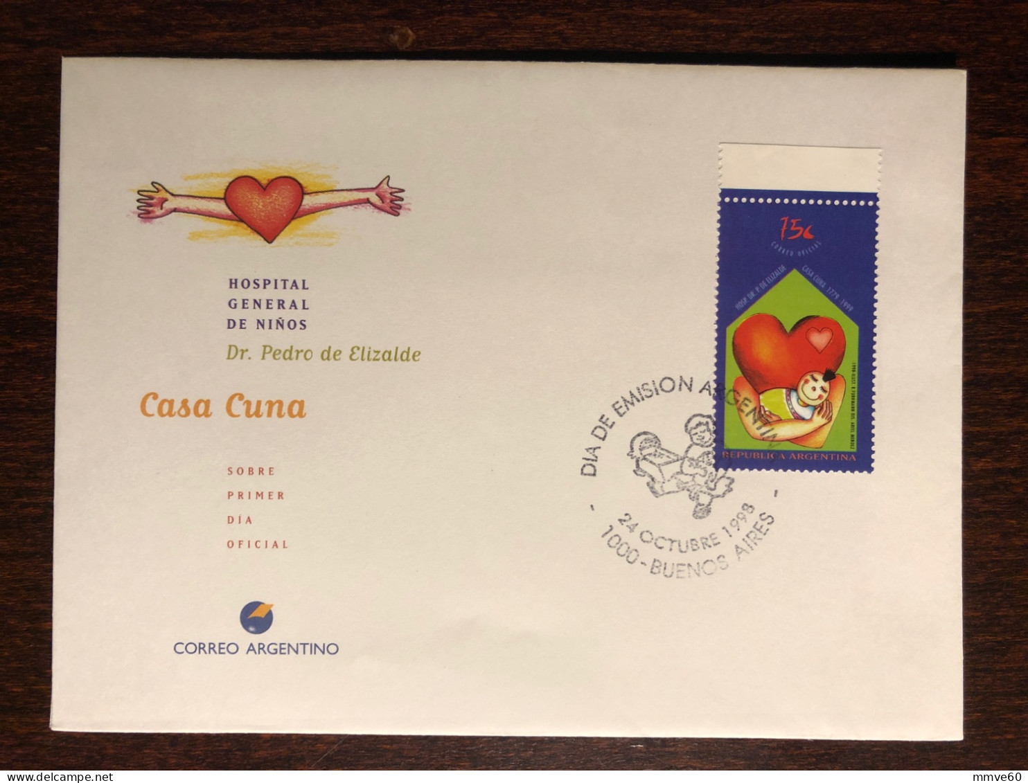 ARGENTINA FDC COVER 1998 YEAR CHILDREN HOSPITAL HEALTH MEDICINE STAMPS - FDC