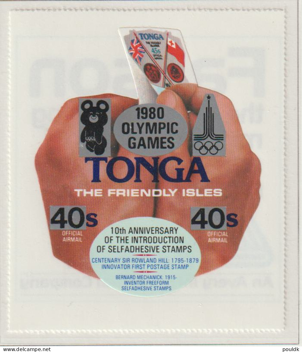 Tonga 1980 Airmail Olympic Games In Moscow, Rowland Hill Official Stamps Of 1979 Overprinted & Self-Adhesive 3 Stamps  - Ete 1980: Moscou