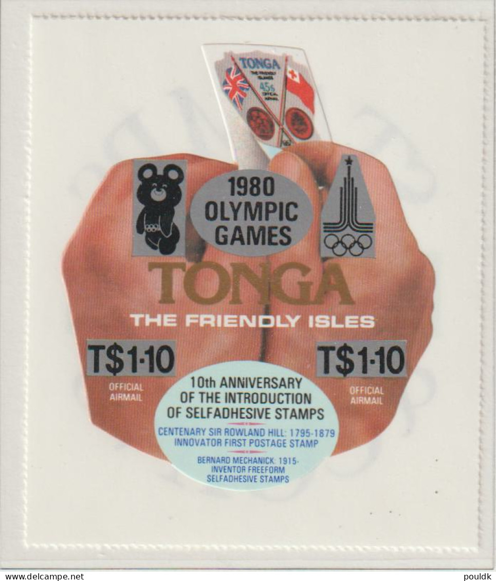 Tonga 1980 Airmail Olympic Games In Moscow, Rowland Hill Official Stamps Of 1979 Overprinted & Self-Adhesive 3 Stamps  - Summer 1980: Moscow