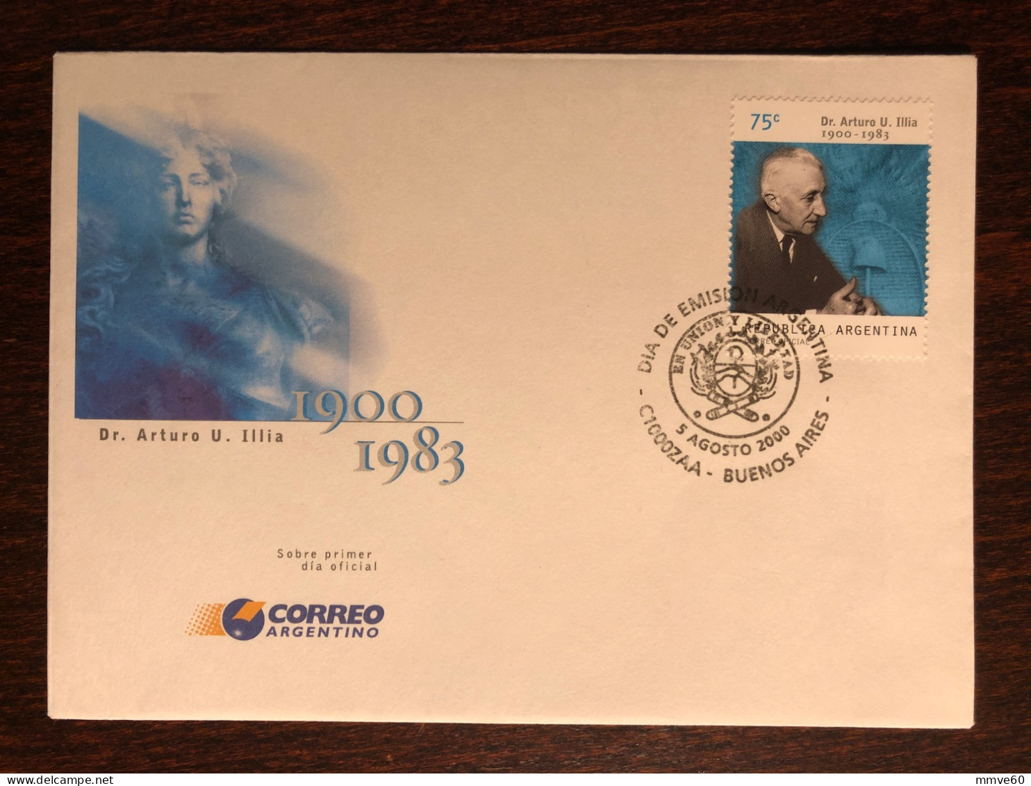 ARGENTINA FDC COVER 2000 YEAR DOCTOR ILLIA  HEALTH MEDICINE STAMPS - FDC