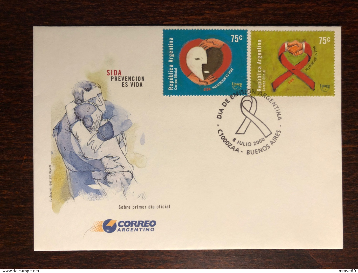 ARGENTINA FDC COVER 2000 YEAR AIDS SIDA HEALTH MEDICINE STAMPS - FDC