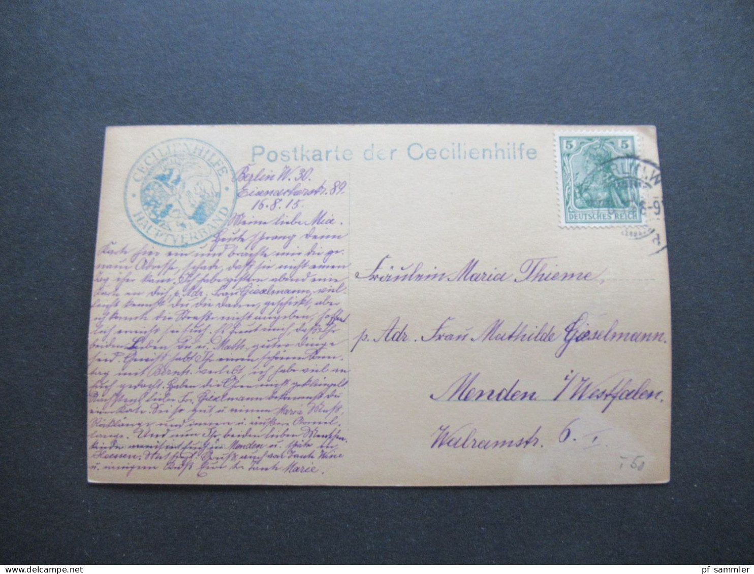 Adel Preussen Kronprinzessin Cecilie Mit Prinzessin Alexandrine Blauer Stempel Cecilienhilfe Hauptverband 1914 / 1915 - Familles Royales