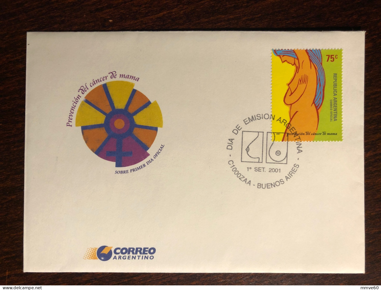 ARGENTINA FDC COVER 2002 YEAR BREAST CANCER HEALTH MEDICINE STAMPS - FDC