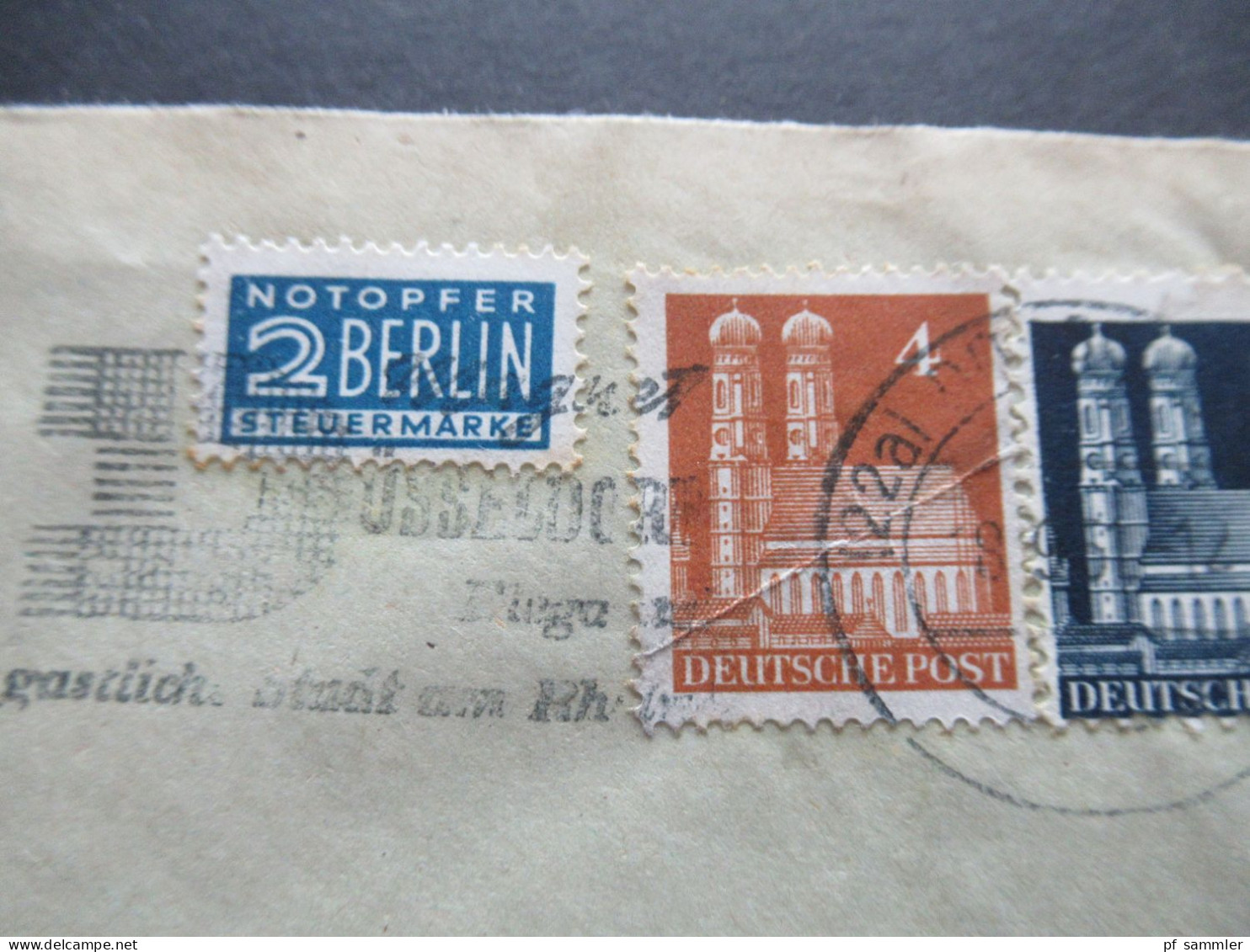 1951 Bizone Bauten Nr.74eg MiF Nr.79 (2) Umschlag Sauerländischer Gebirgs Verein Maschinenstempel Düsseldorf - Covers & Documents