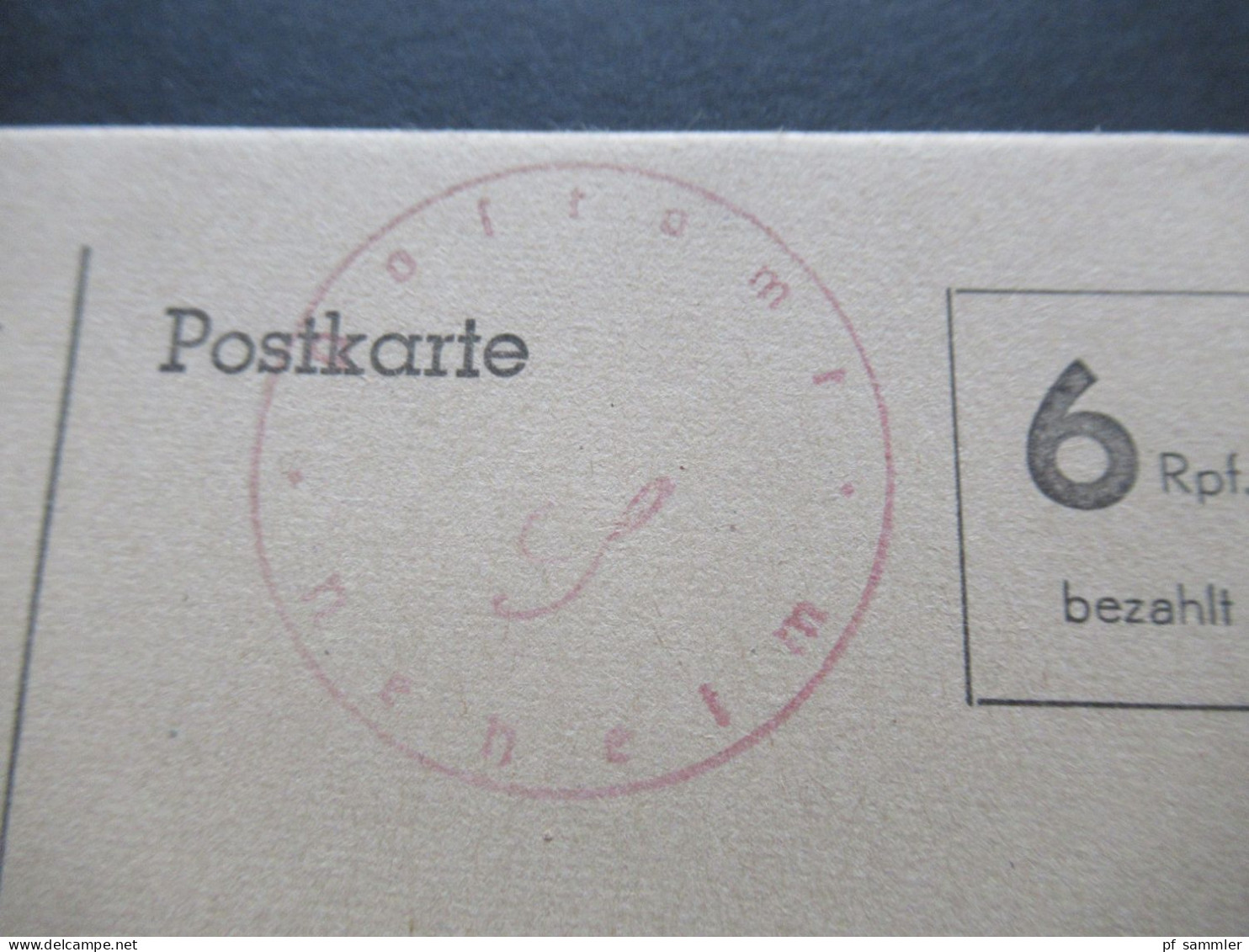 Bizone Behelfsausgabe Ganzsache 6 Rpf. Bezahlt Und Stempel Postamt Neheim / Ungebraucht / 1945 / 1946 - Behelfsausgaben Britische Zone