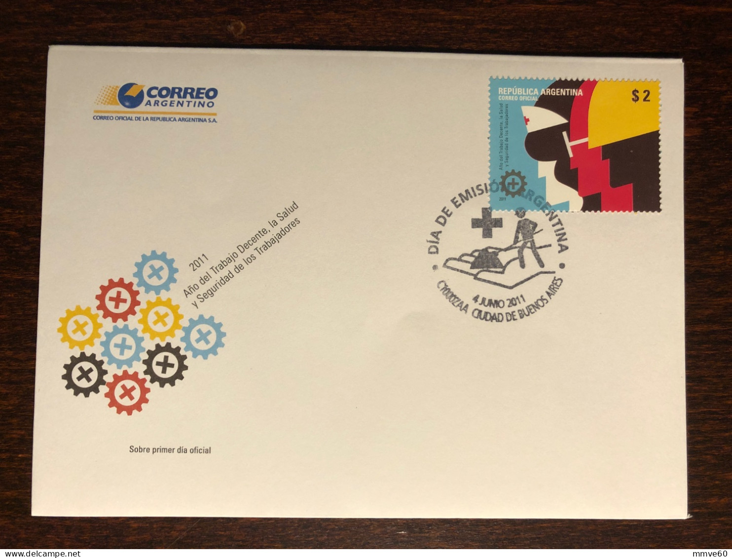 ARGENTINA FDC COVER 2011 YEAR RED CROSS SAFE WORK SPACE HEALTH MEDICINE STAMPS - FDC