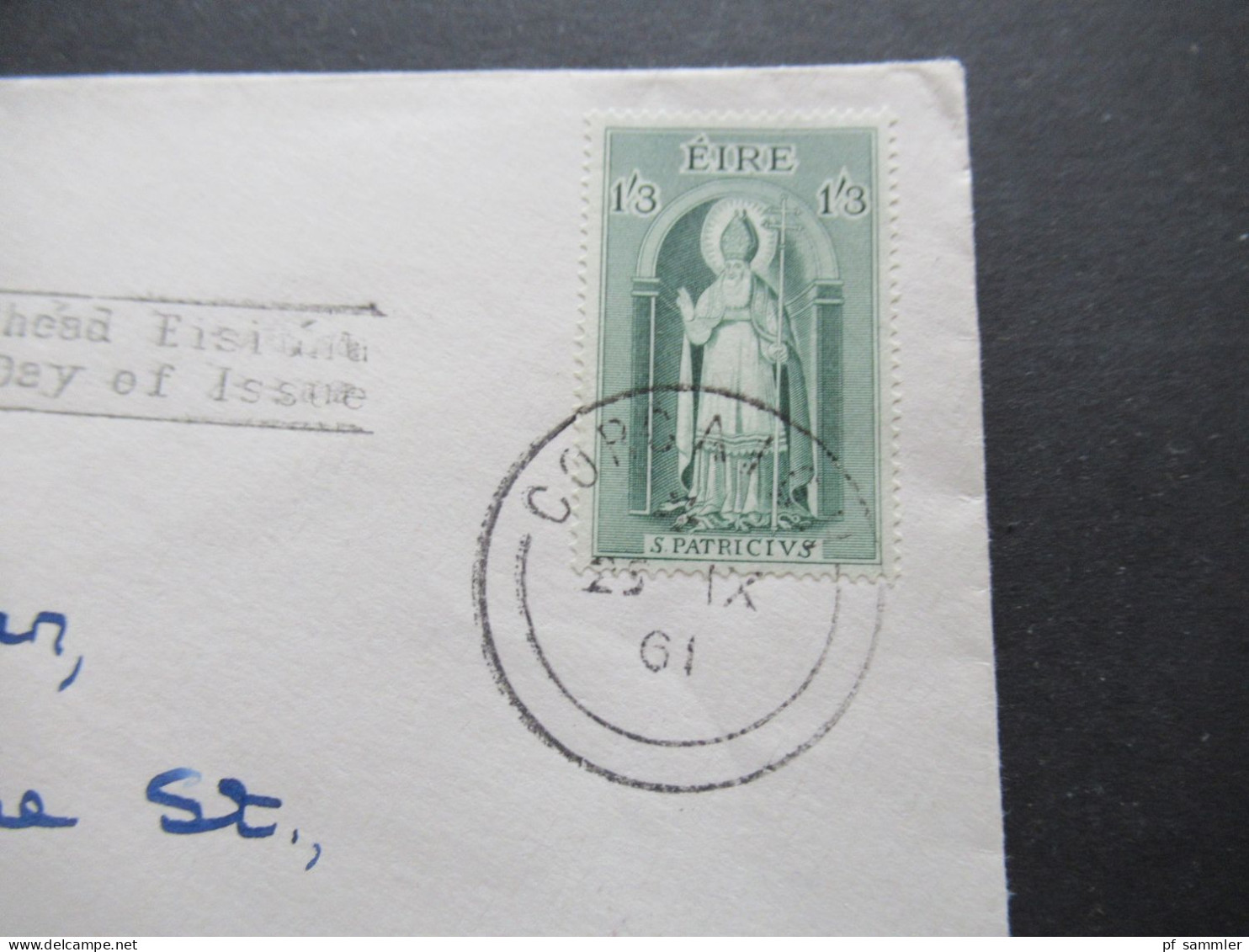 Rep. Irland 1961 FDC Mi.Nr.150 / 151 1500 Todestag des Hl. Patrick jeweils auf Beleg nach Cork