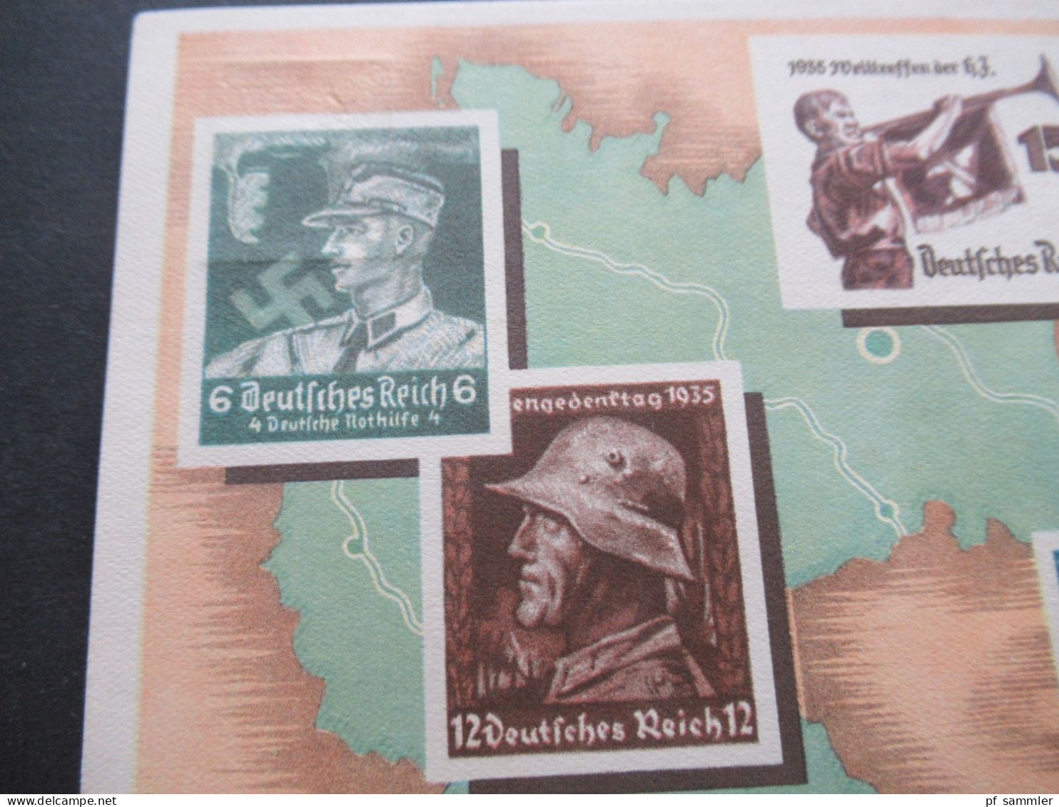 3.Reich Hindenburg GA / PP Propaganda PK Deutsche Familie Werbeschau Der KDF Sammlergruppe Süd / Vignette Mein Leipzig - Enteros Postales Privados