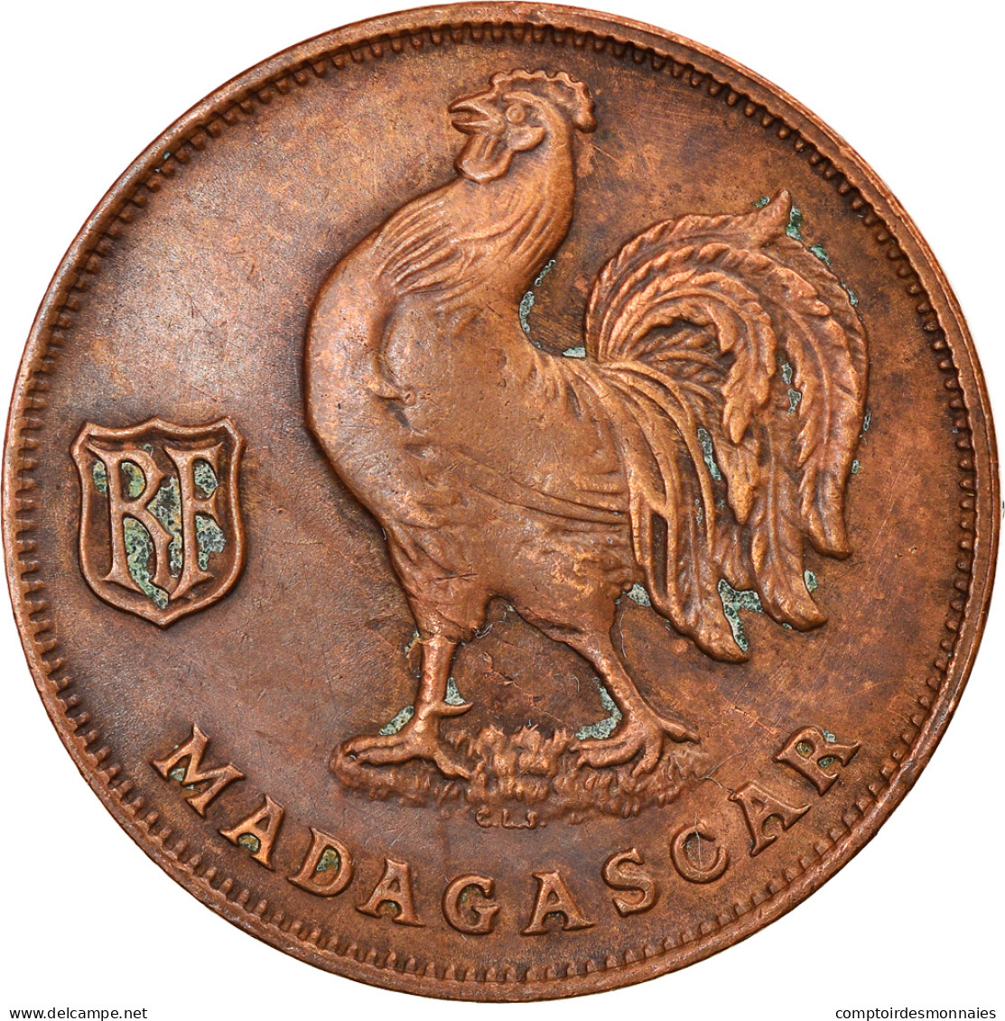 Monnaie, Madagascar, Franc, 1943, Pretoria, TTB, Bronze, KM:2 - Madagaskar