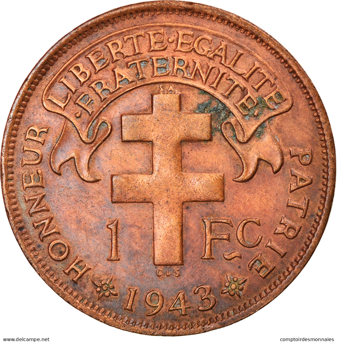Monnaie, Madagascar, Franc, 1943, Pretoria, TTB, Bronze, KM:2 - Madagaskar