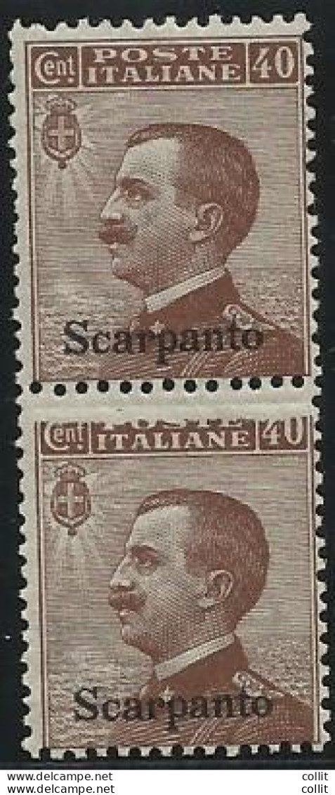 Egeo/Scarpanto - Michetti Cent. 40 Un Esemplare Privo Della Stampa In Alto - Egée