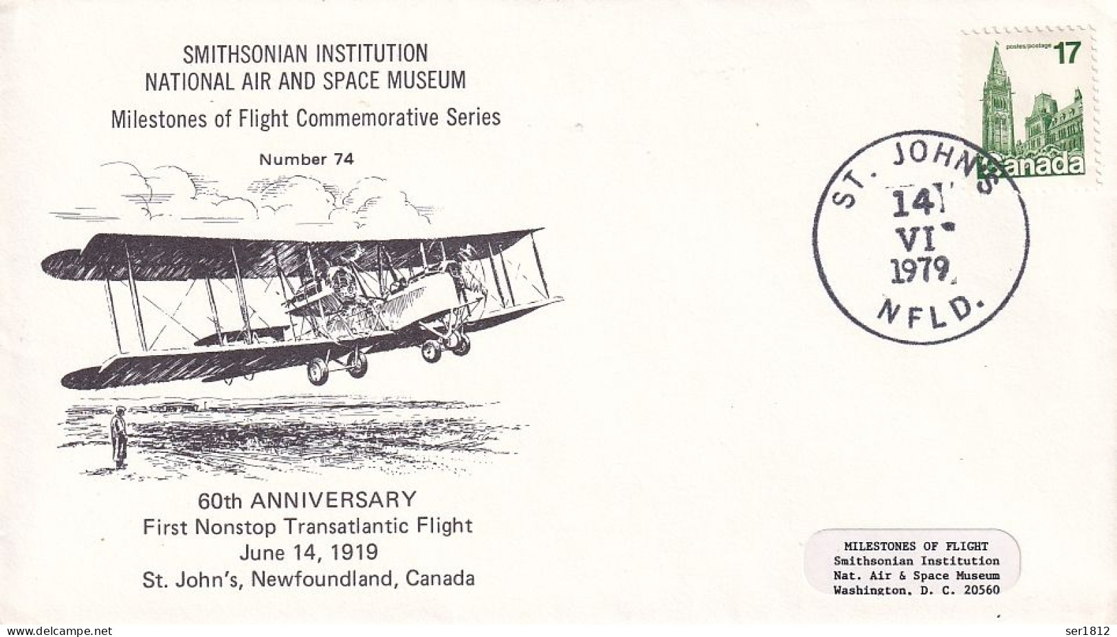 Canada 1979 Cover St. Jonns 60th Anniversary First Nonstop Transatlantic Flight 1919 - Lettres & Documents