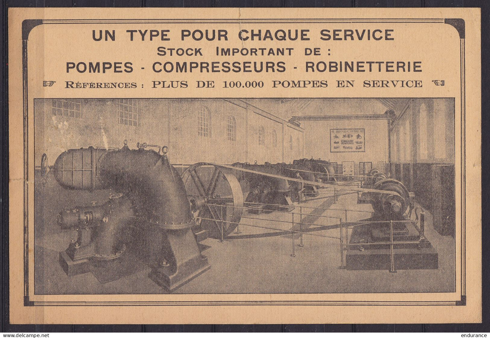 Carte-pub "Pompes Edgar Jublou Herstal" Affr. PREO Houyoux 3c [LIEGE/1924/LUIK] Pour Verreries Et Gobleteries Nouvelles  - Typos 1922-31 (Houyoux)