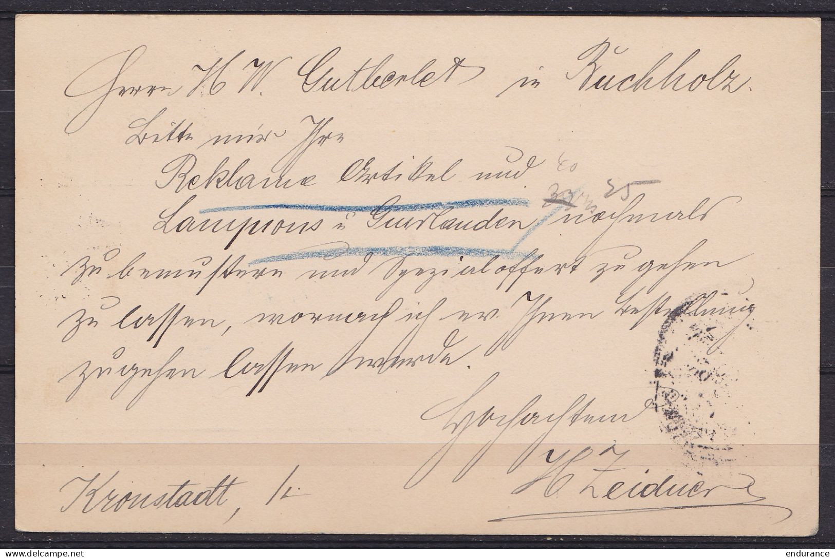Hongrie - CP EP 5f De KRONSTADT Càpt BRASSO /14 APR 1900 Pour BUCHHOLZ (Sachsen) - Covers & Documents