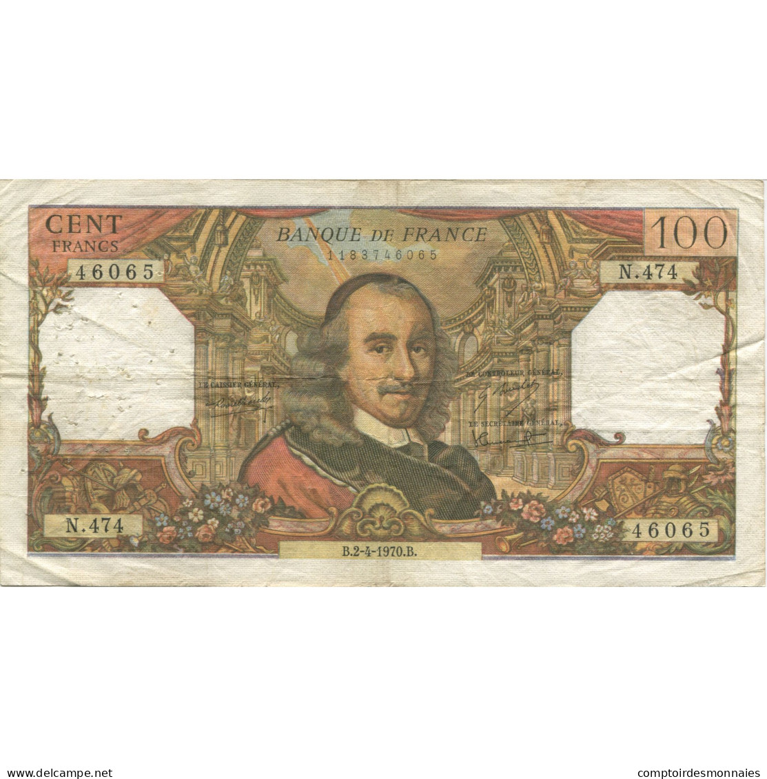 France, 100 Francs, Corneille, 1970, TB, Fayette:65.31, KM:149c - 100 F 1964-1979 ''Corneille''