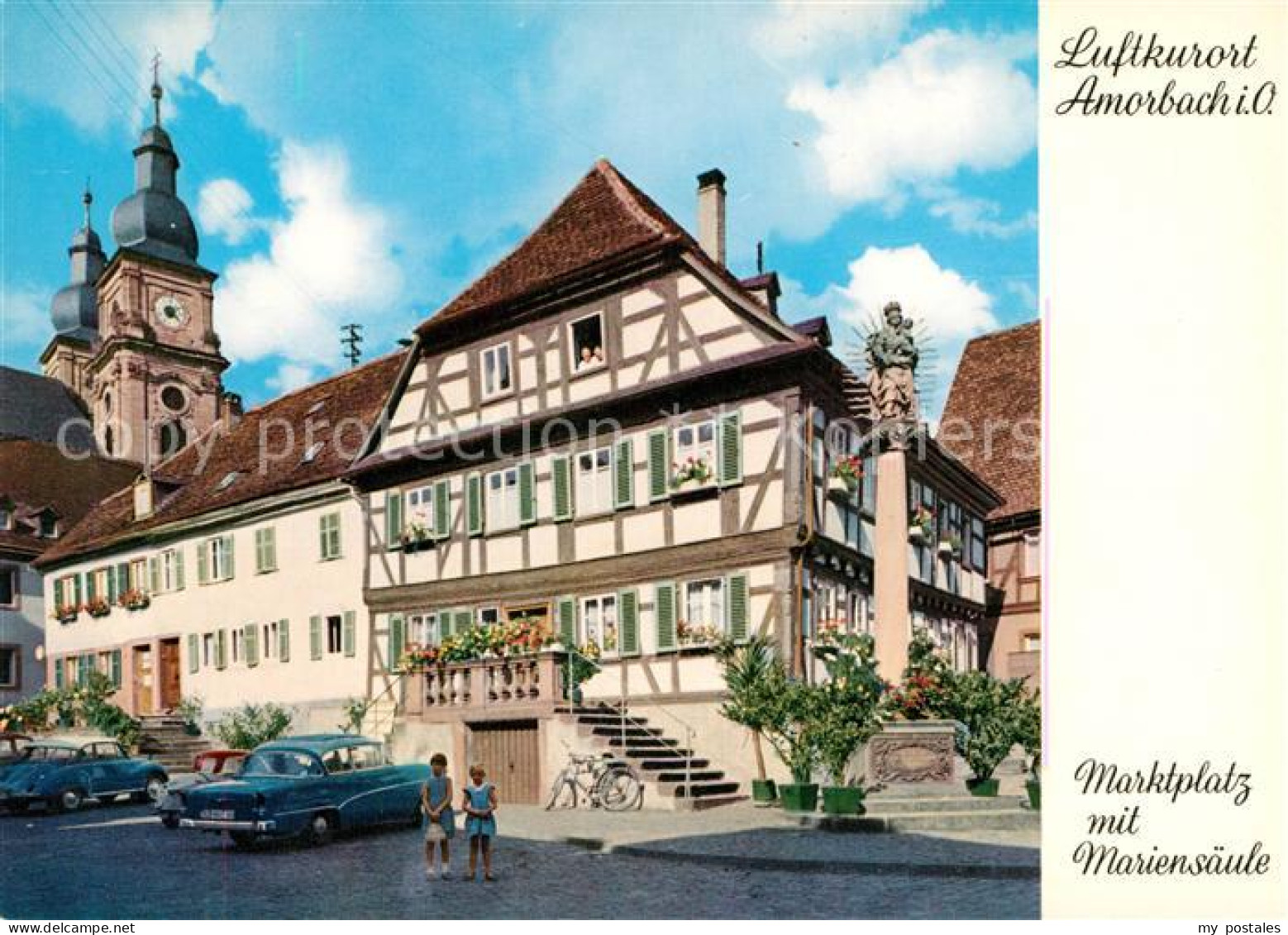 73168260 Amorbach Miltenberg Marktplatz Mariensaeule  - Amorbach