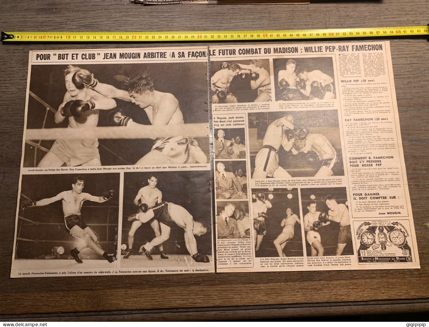 1949 B&C Boxe WILLIE PEP RAY FAMECHON Football Sete Lille - Collections