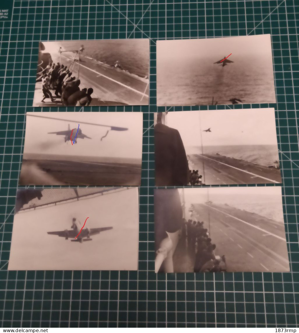 LOT DE 6 RETIRAGES PHOTOS APPONTAGES DECOLLAGES  AVIONS, CORSAIR SUR PORTE AVION, AERONAVALE, AVIATION (3) - Fliegerei