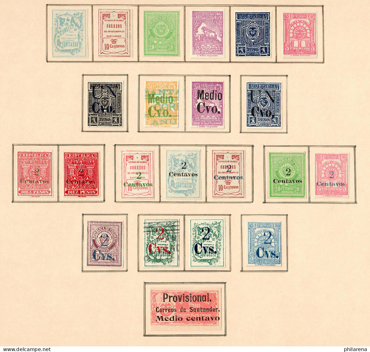 Columbia 1859-1908: nearly complete, Value letter-insurance-stamps, o/*