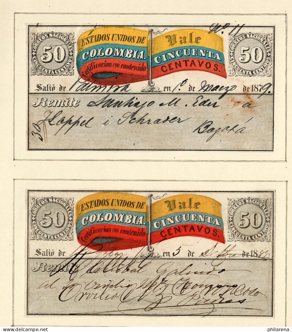 Columbia 1859-1908: nearly complete, Value letter-insurance-stamps, o/*