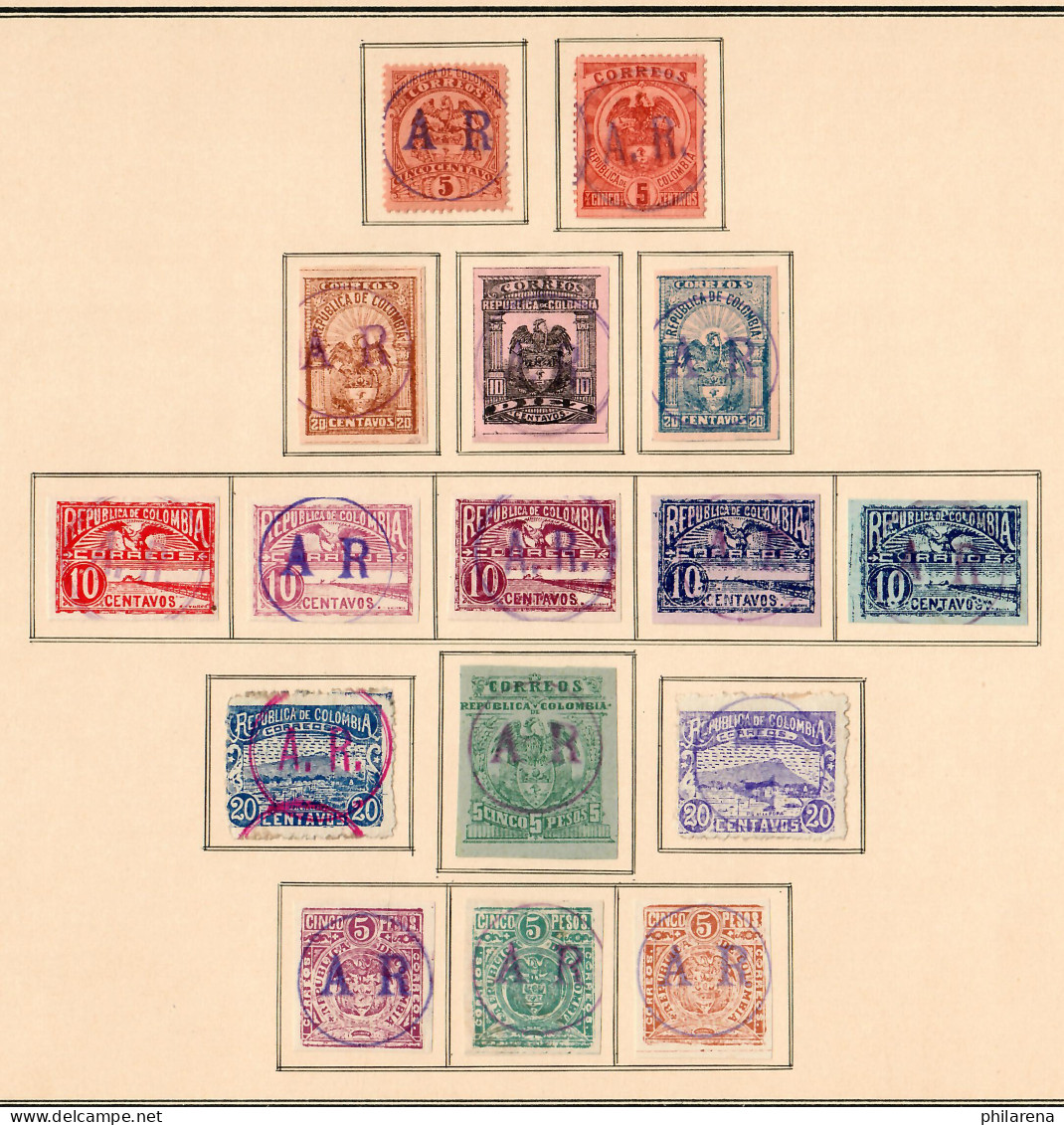 Columbia 1859-1908: nearly complete, Value letter-insurance-stamps, o/*