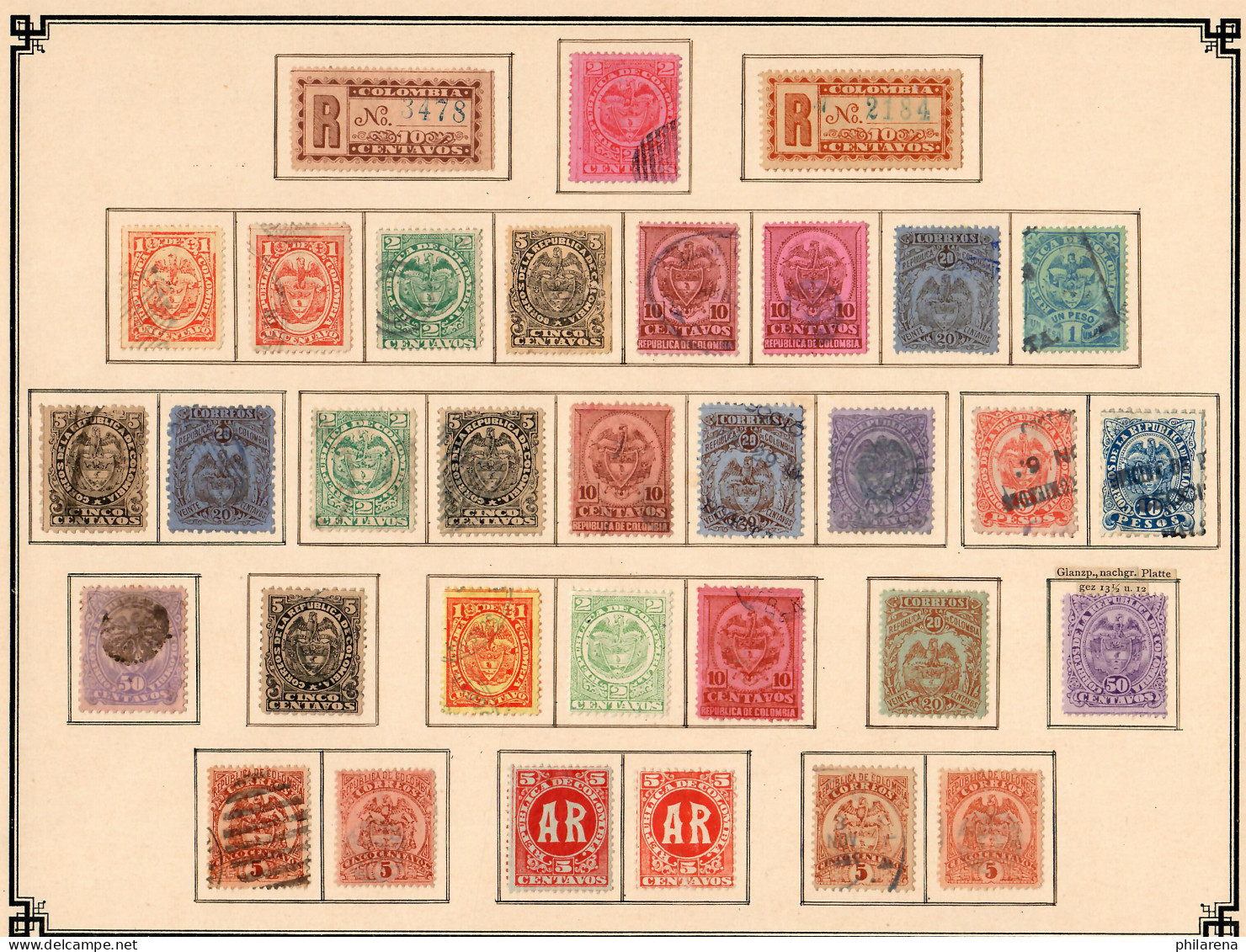 Columbia 1859-1908: nearly complete, Value letter-insurance-stamps, o/*