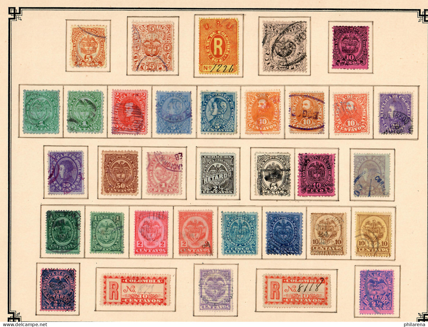 Columbia 1859-1908: nearly complete, Value letter-insurance-stamps, o/*