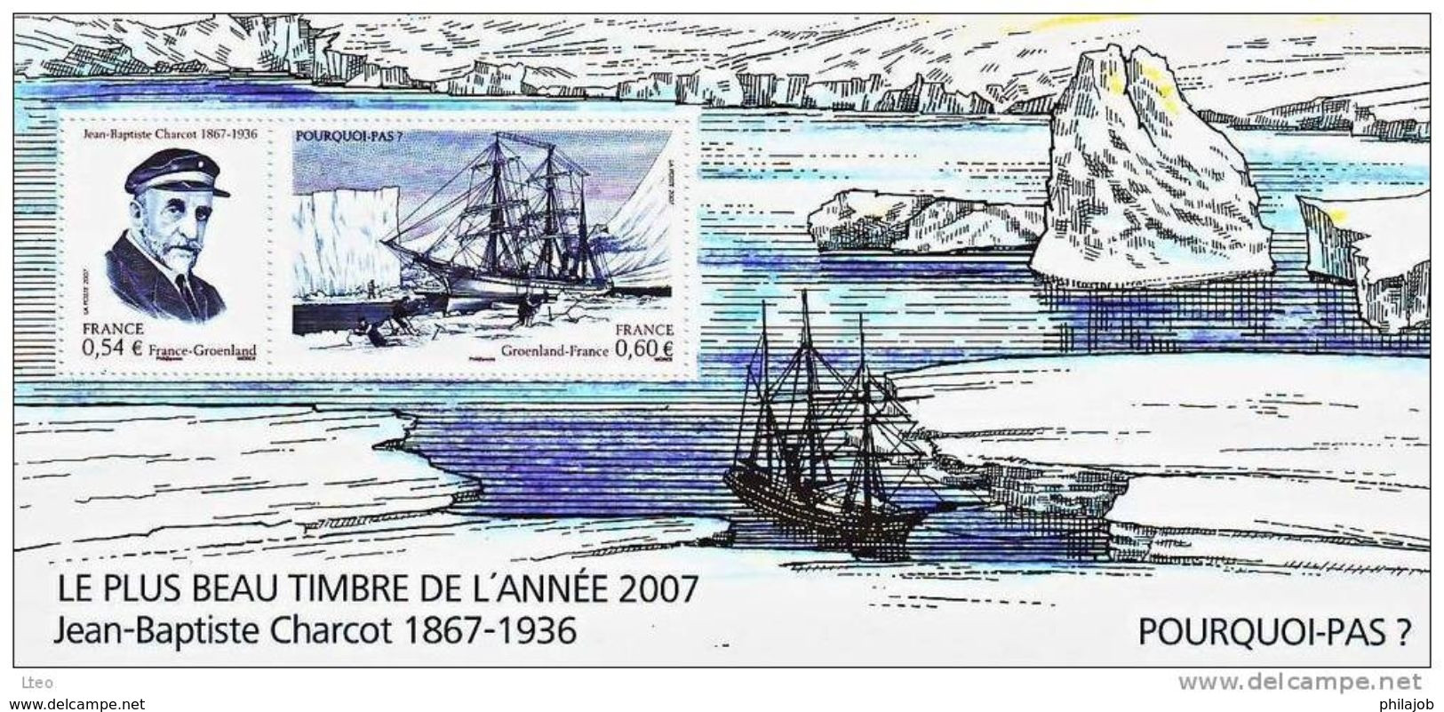 (Prix à La Poste = 4.00 €) " JEAN BAPTISTE CHARCOT " Sur Bloc Souvenir De 2007. Parfait état. A Saisir !!! - Polarforscher & Promis