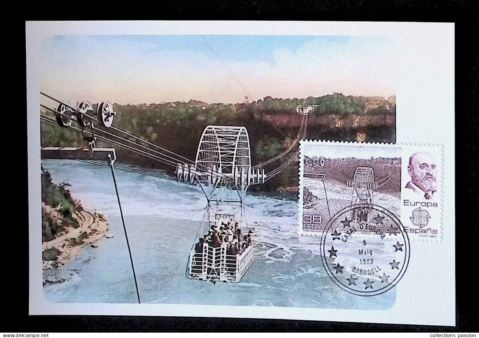 CL, Carte Maximum, Espagne, Sabadell, 5 Maig 1983, Casal D'Europa, Transbordador Sobre El Niagara, Obra De...... - Cartoline Maximum